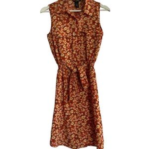 Millenium Vintage Floral Dress Retro Boho 70s Aesthetic Y2K Sleeveless Size S